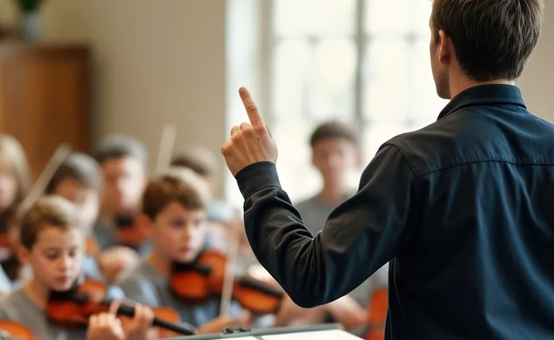 Teacher in a music class