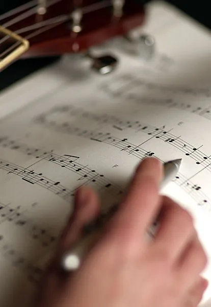 Pen on a music sheet