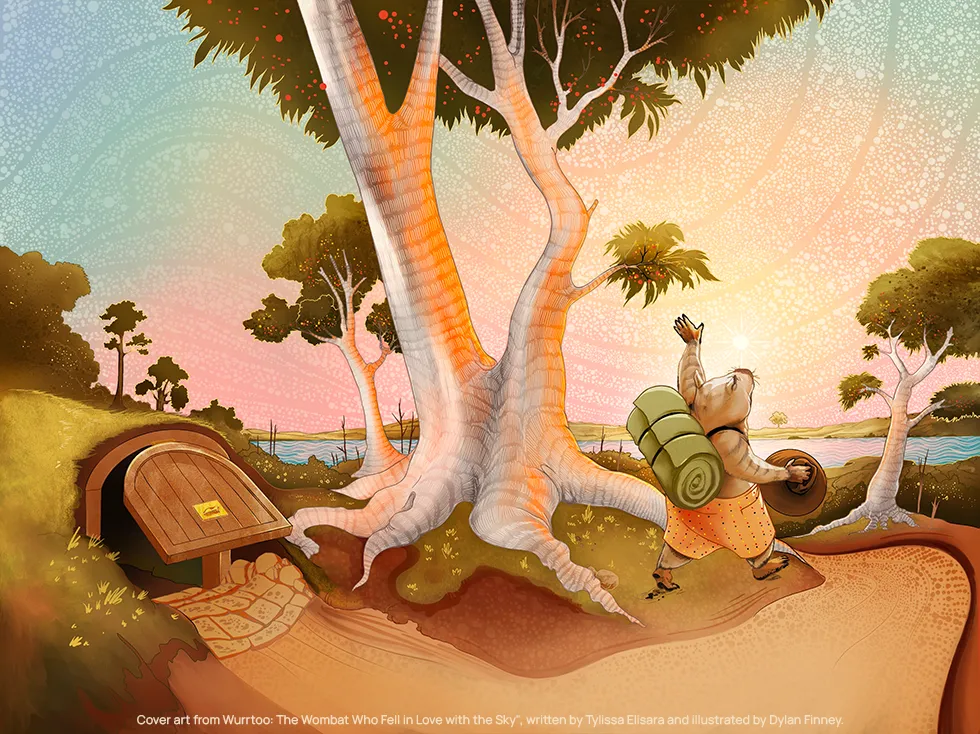 Cover art for Wurrtoo: The Wombat Who Fell in Love with the Sky" Finney.